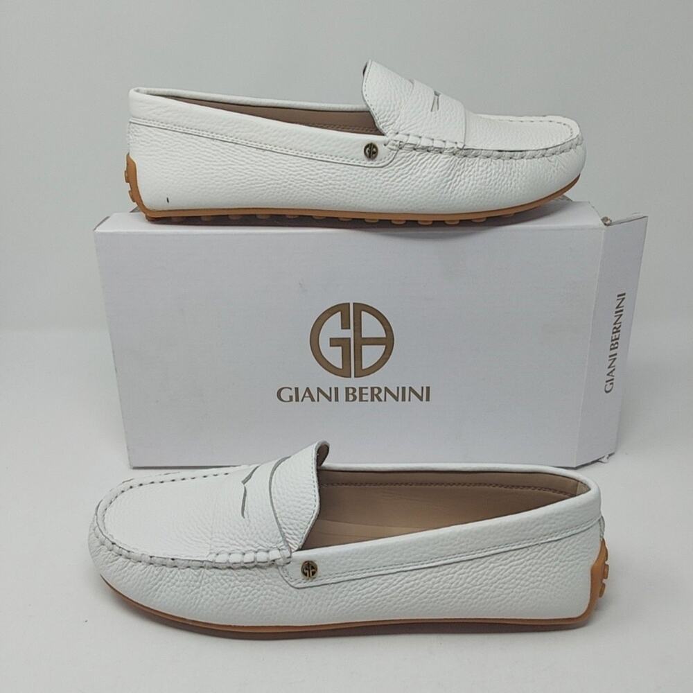 Giani Bernini Shoes Womens Size 9.5 White Leather Carrinnal Loafer Comfort